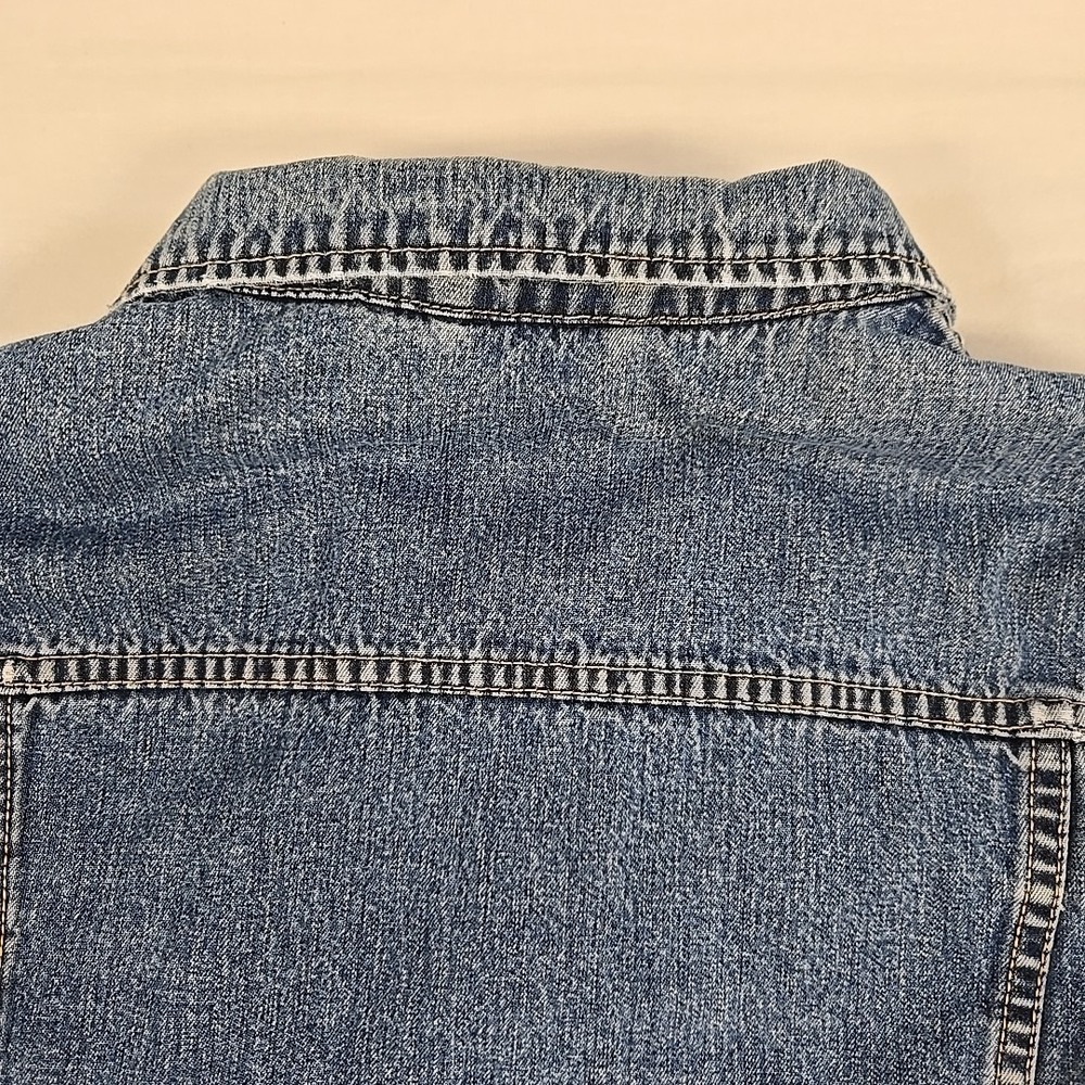 Vintage Old Navy Denim Trucker Jacket Size Medium Fleece Lined Faded Wash Y2K - Picture 15 of 16